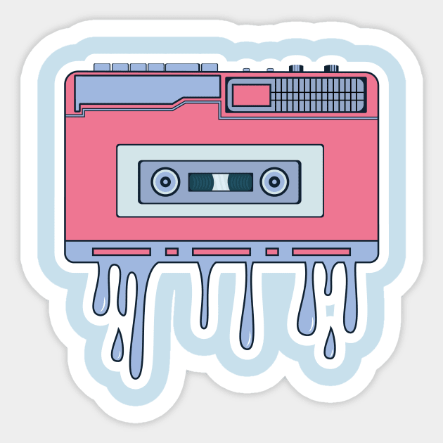 Boombox stereo and Cassette music vector sticker design illustration. Retro icons portable stereo cassette recorder sticker design logo. Sticker by AlviStudio